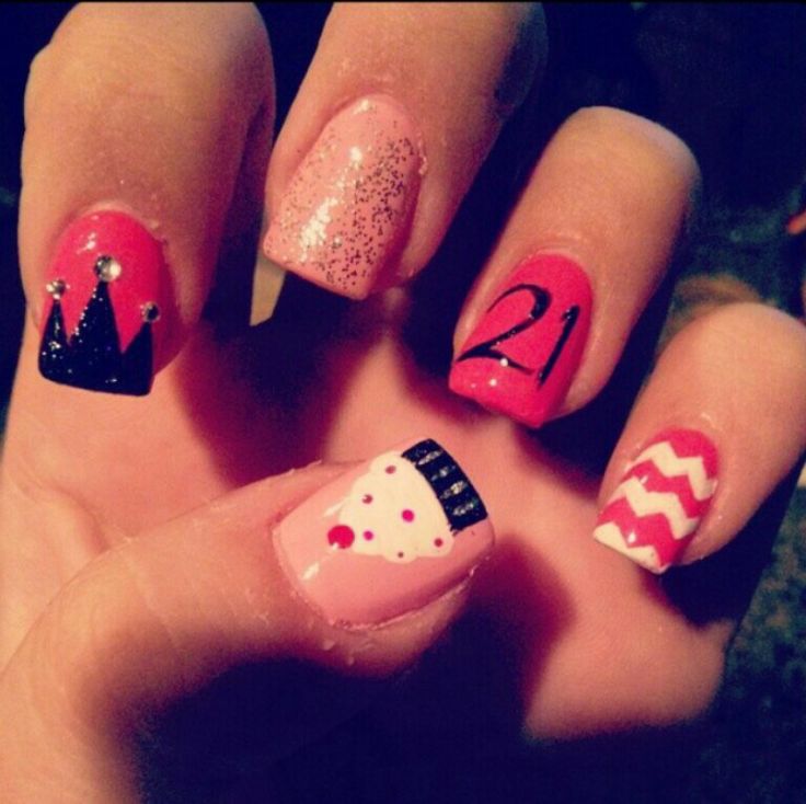 21st Birthday Nails