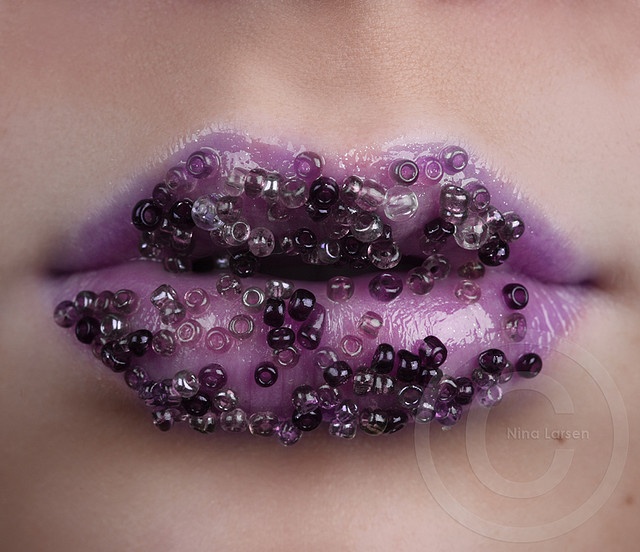 Beaded Purple Lips