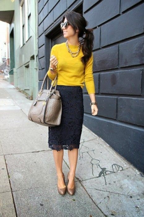 Black Lace Skirt Outfit Idea