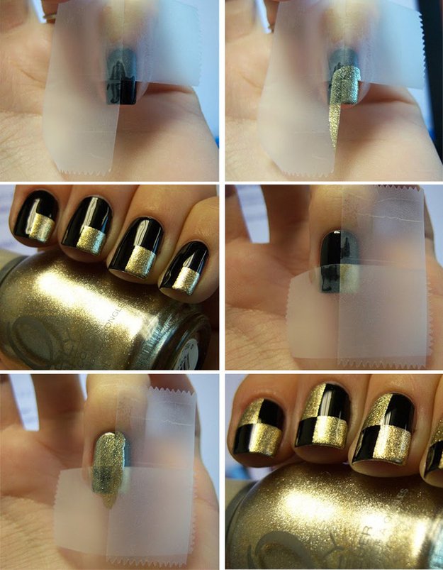 Black and Gold Scotch Nail Art