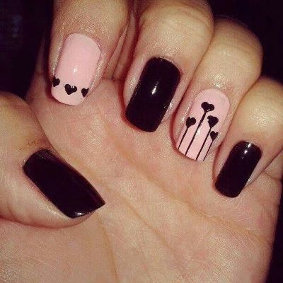 Black and Pink Nails