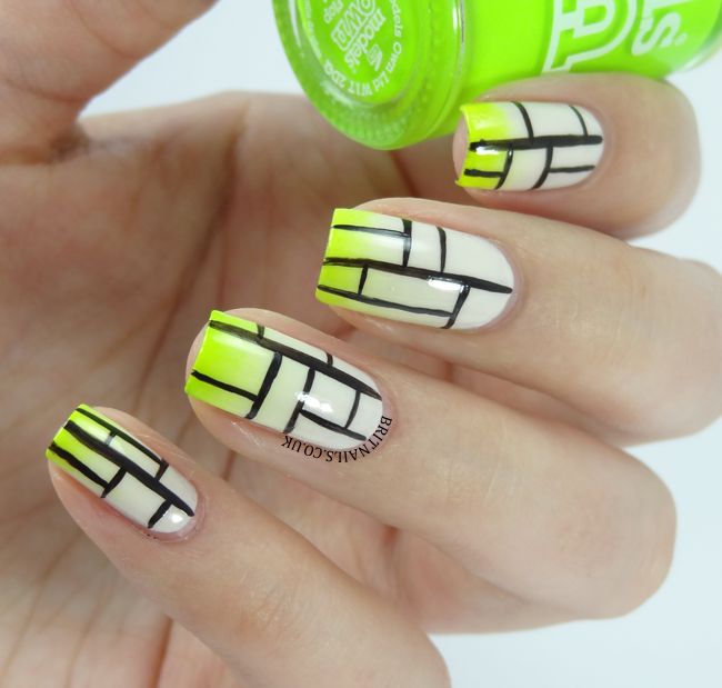 Geometric Neon Nail Design