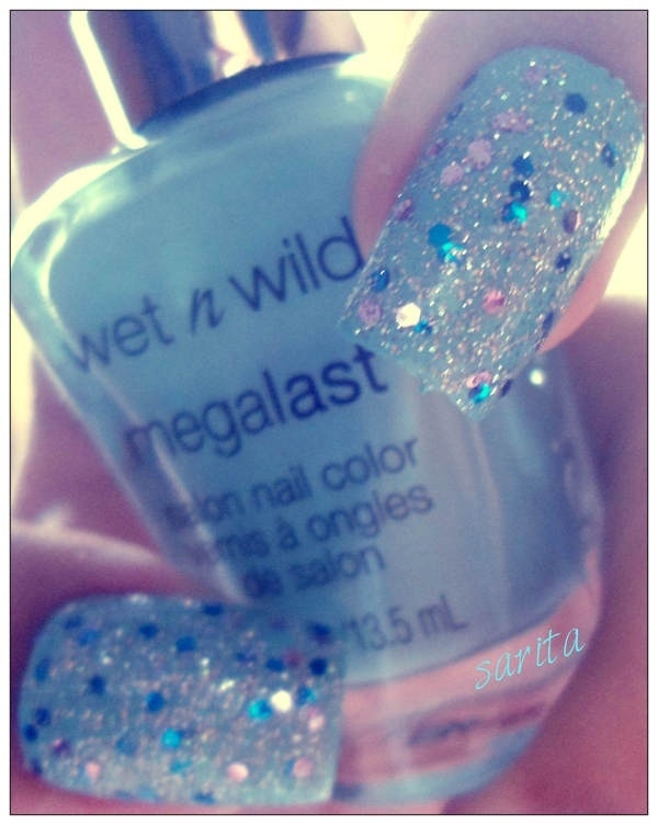 Blue Glitter Nails