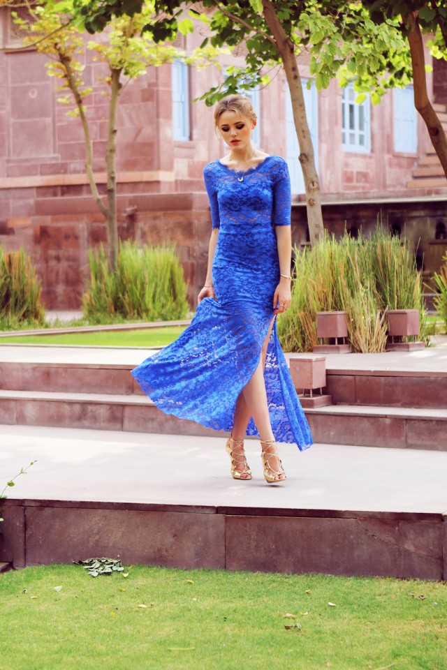 Blue Lace Dress for Date