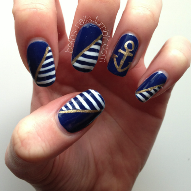 Blue Nautical Nail Art