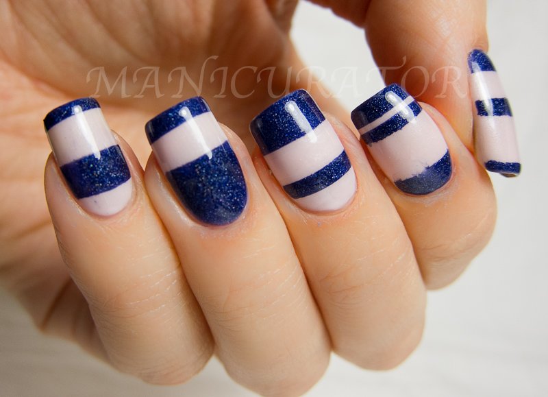 Blue Striped Nail Arts