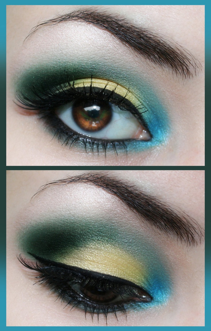 Blue and Gold Eye Makeup Look