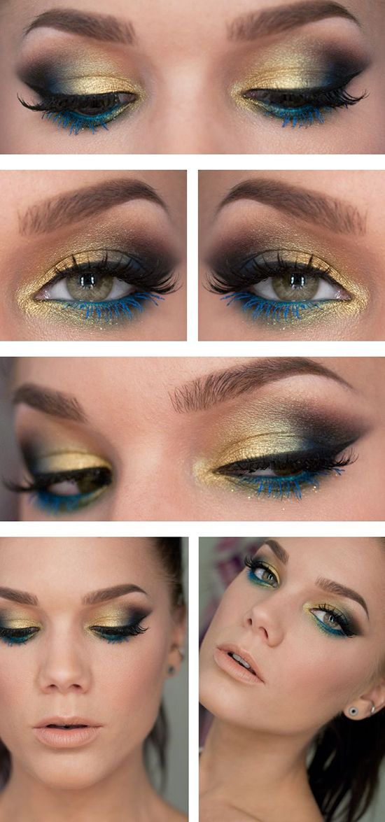 Blue and Gold Eye Makeup Look