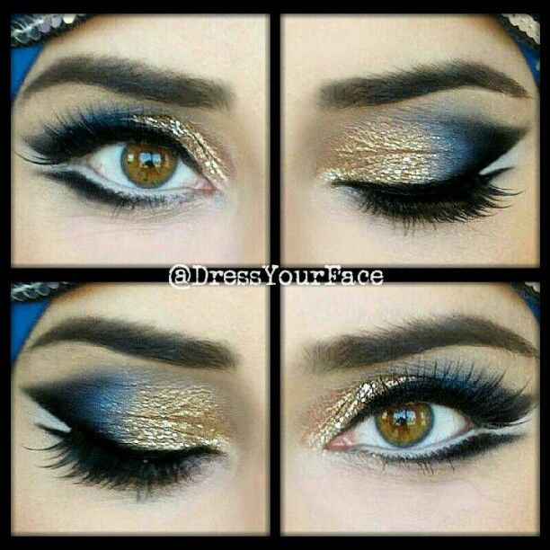 Blue and Gold Eye Makeup Look