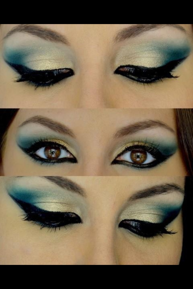 Blue and Gold Eye Makeup Look