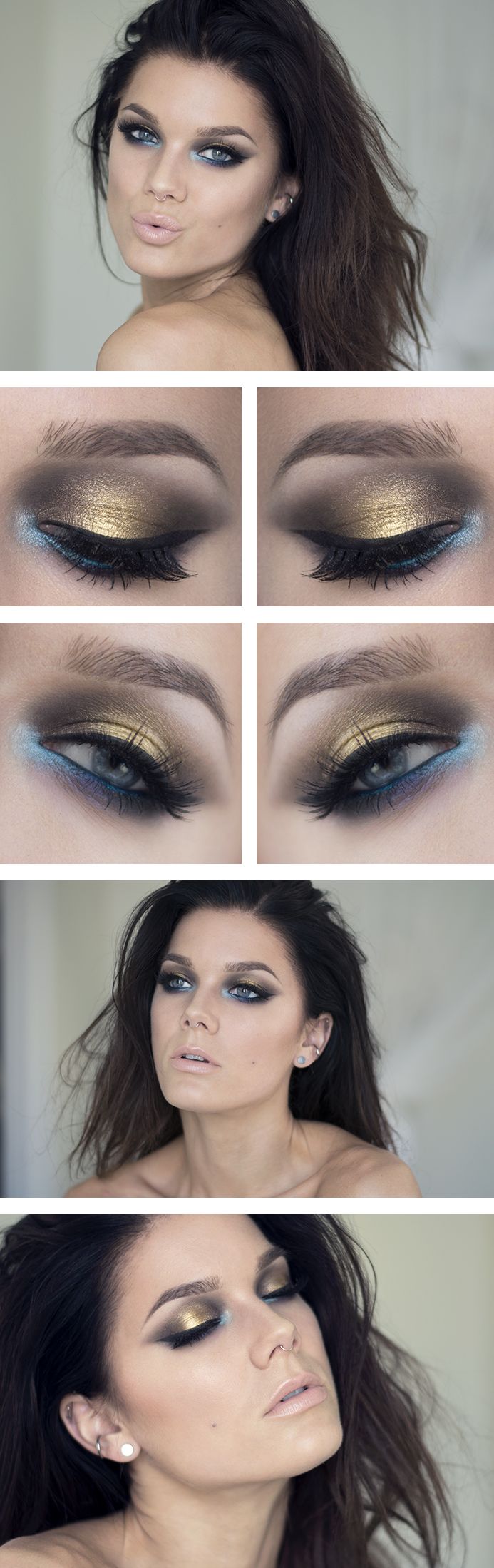 Blue and Gold Eye Makeup Look