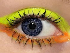 Bright Yellow and Orange Neon Eye Makeup