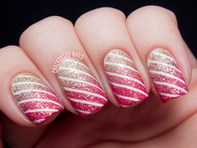 Chalkboard Striped Nail Art