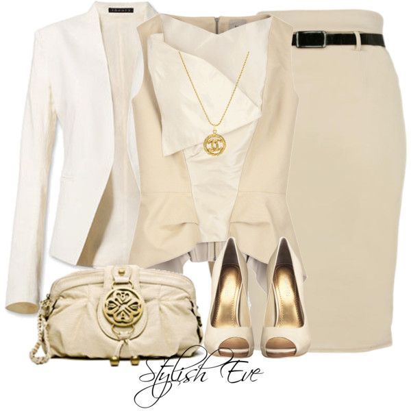 Chic Beige Outfit Idea with Pencil Skirt