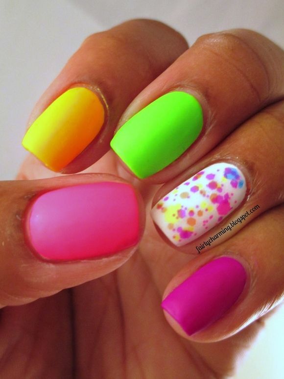 Colorful Neon Nail Design