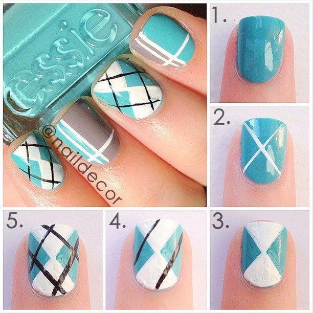 Cute Argyle Nail Art