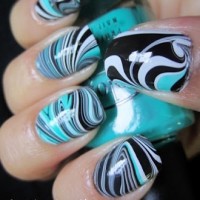 DIY Blue Water Marble Nails