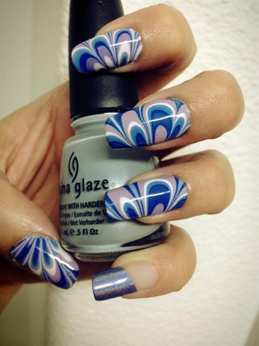 DIY Blue Water Marble Nails