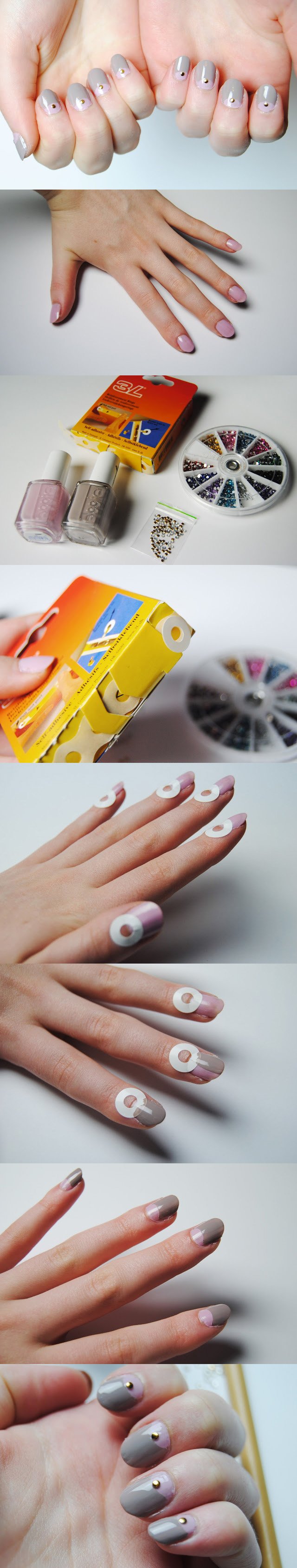 DIY Half Moon Nails with Studs