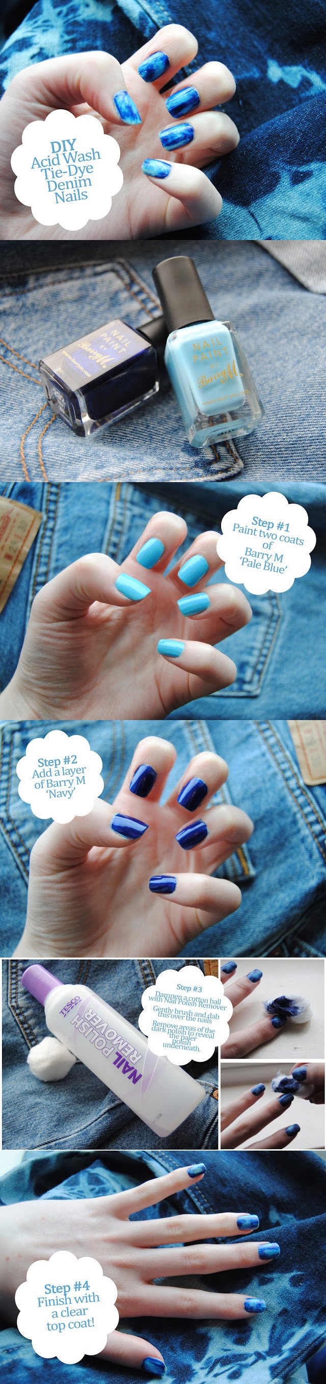 Do It Yourself Acid Wash Denim Nails