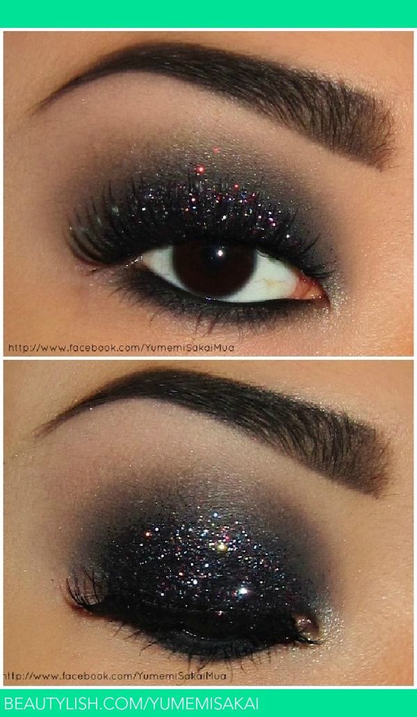 Glittering Grey Smokey Eye Makeup