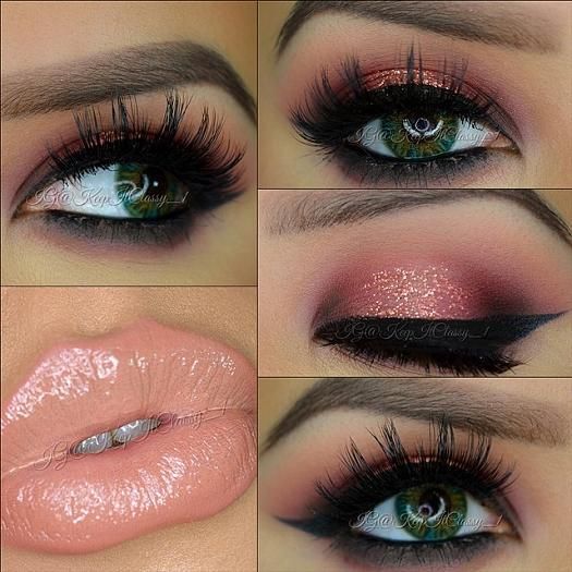 Glossy Peach Lips With Smokey Eyes