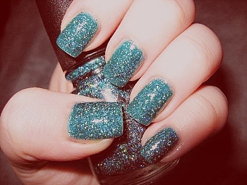 Green Glitter Nails