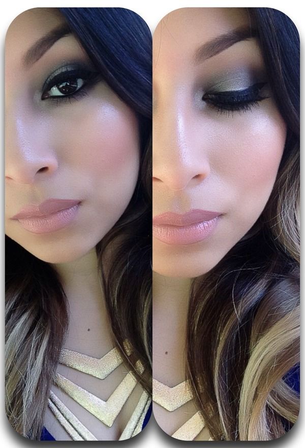 Grey Smokey Eye Makeup With Nude Lips