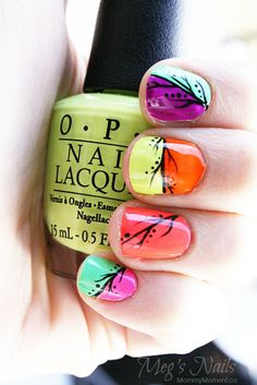 Interesting Neon Nail Design