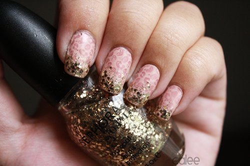 Leopard Print Embellished Nails