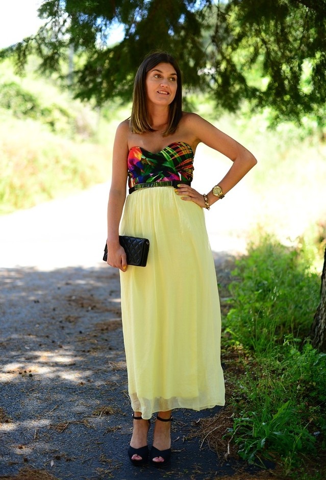 Long Dress and Black Wedges