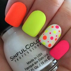 Matte Neon Nail Design