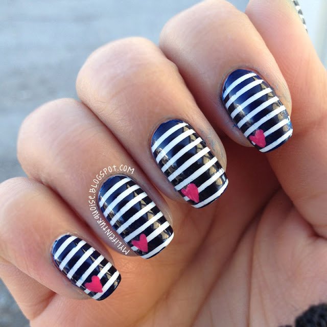 Nautical Stripes Nail Art