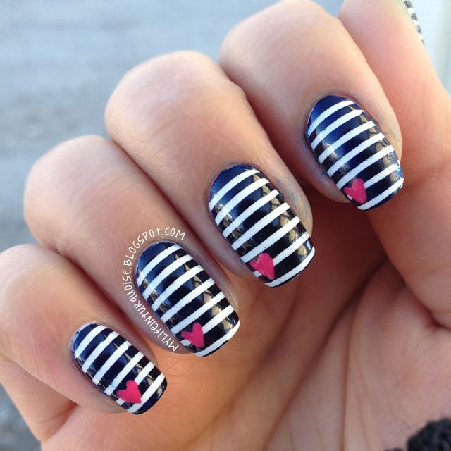 Nautical Stripes Nail Art