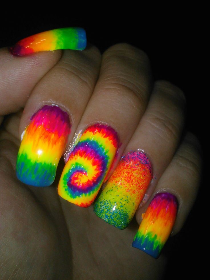 Neon Rainbow Nails