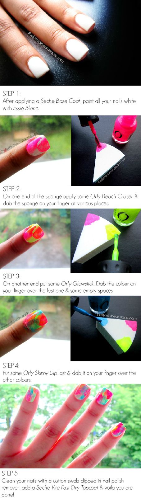 Neon Sponge Manicure Nail Tutorial