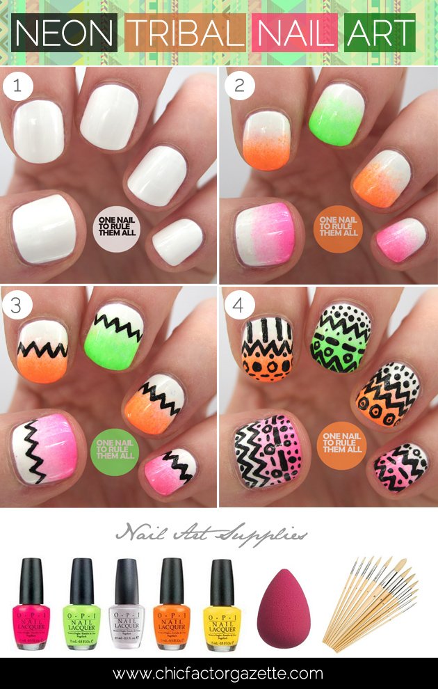 Neon Tribal Nail Art