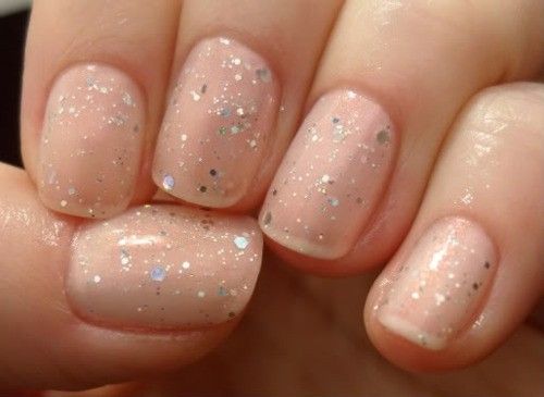 Nude Nails With Glitter