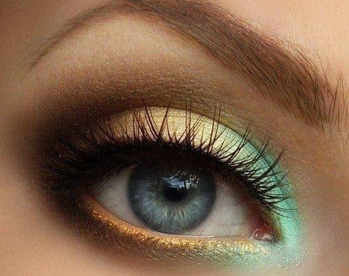 Orange and Teal Eye Makeup