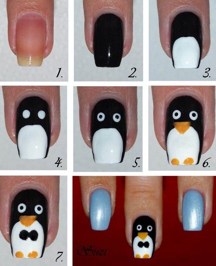 Penguin Peeking Out From Nail