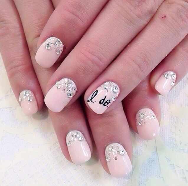 Pink Embellished Wedding Nails