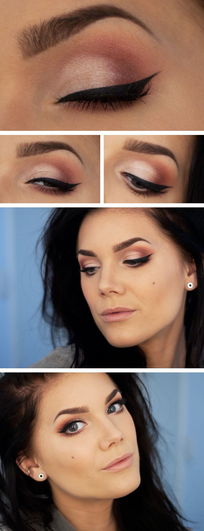 Pink Eye Makeup Look With Peachy Lips