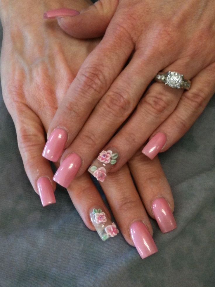 Pink Flower Nails