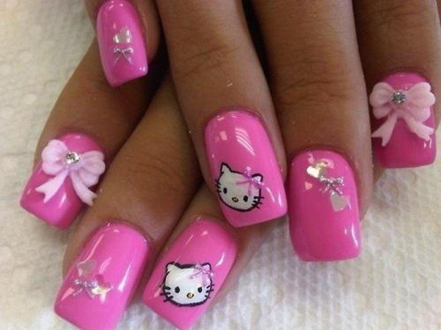 Pink Hello Kitty Nail Design