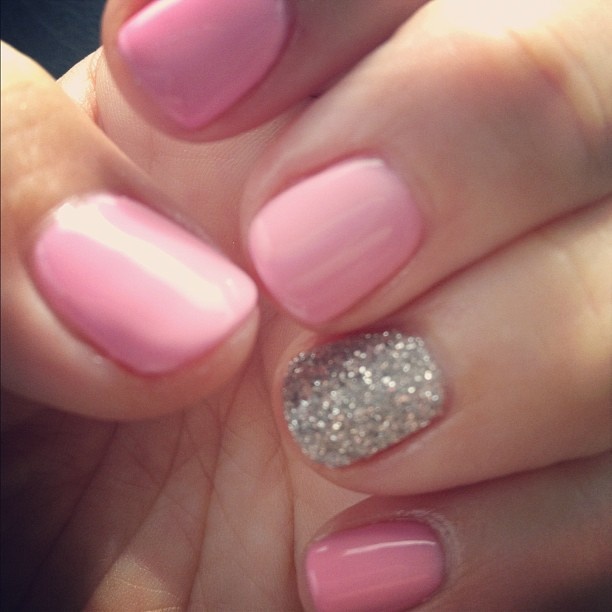 Pink Nails with Glitter