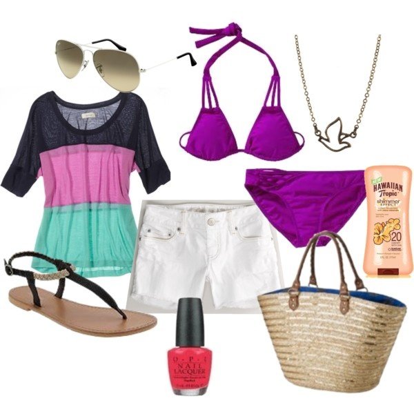 Purple Beach Polyvore Combination