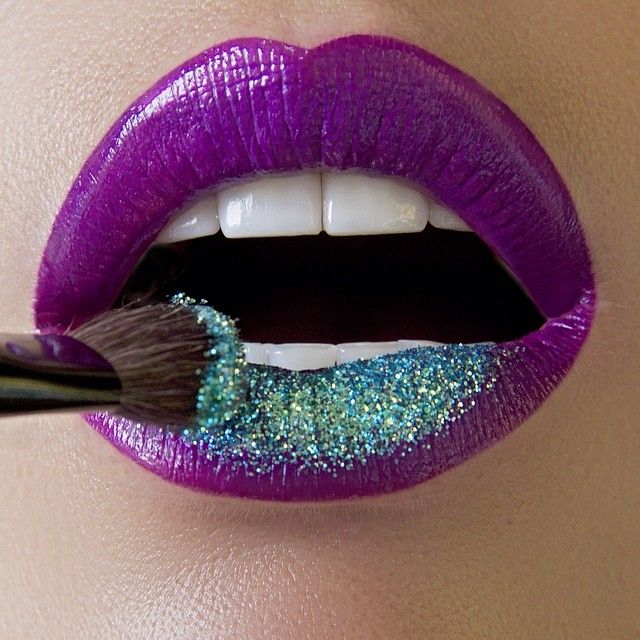 Purple Lips Makeup With Glitters