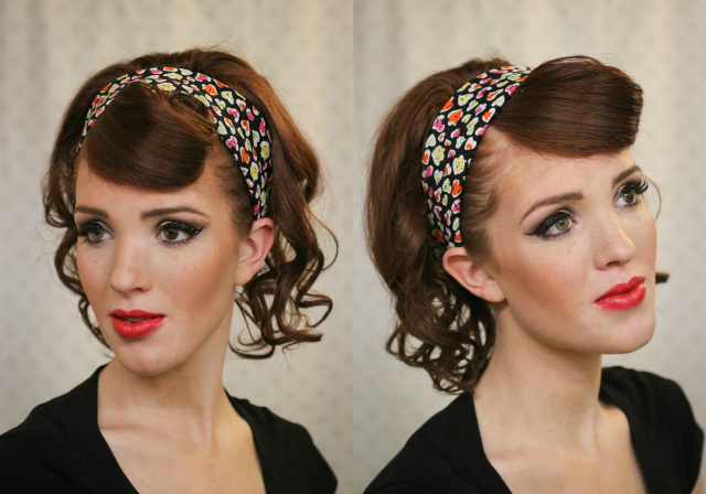 Retro Hairstyle with Floral Headband