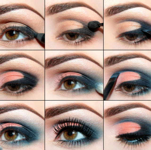 Salmon and Black Eye Makeup Idea