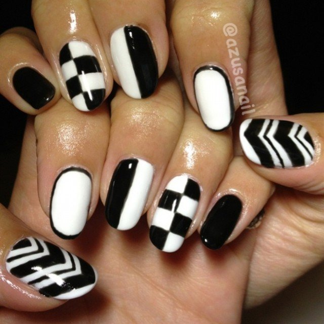 Simple Black and White Nails